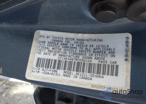 1994 Toyota Corolla from USA, damaged, VIN 2T1AE04B7RC050124